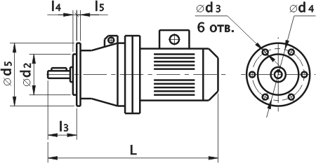 Габаритные и присоединительные размеры планетарного мотор-редуктора ЗМП-31.5, -40, -50