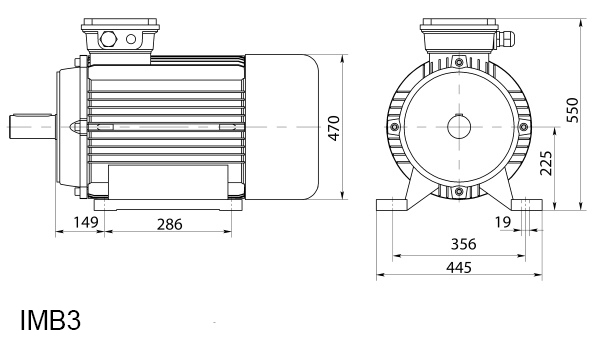 Размеры двигателя Able Y2-225S-8 IMB3